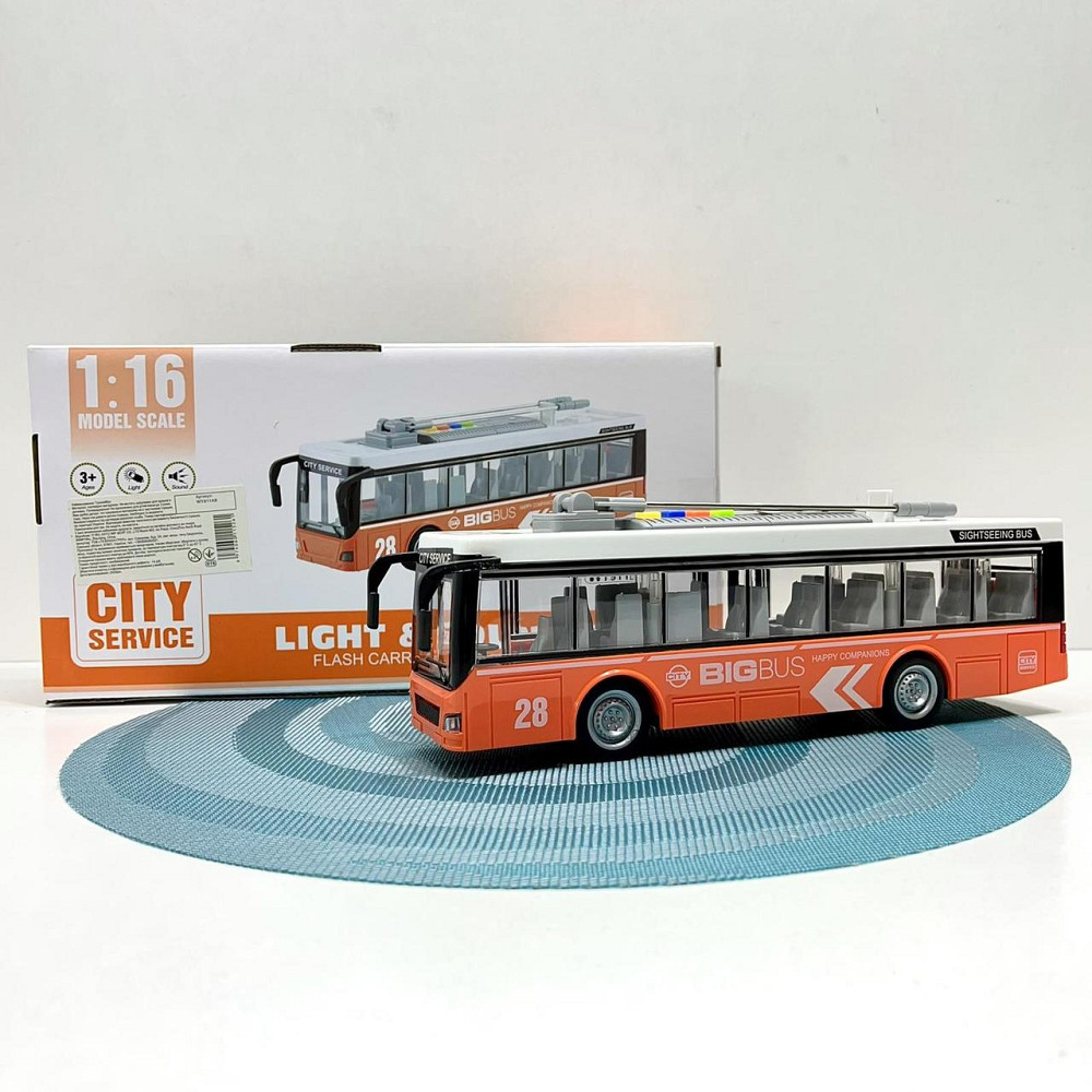 Тролейбус з інерцією підсвічуванням і звуком відчиняються двері Помаранчевий (WY911AB) Чернигов - изображение 10