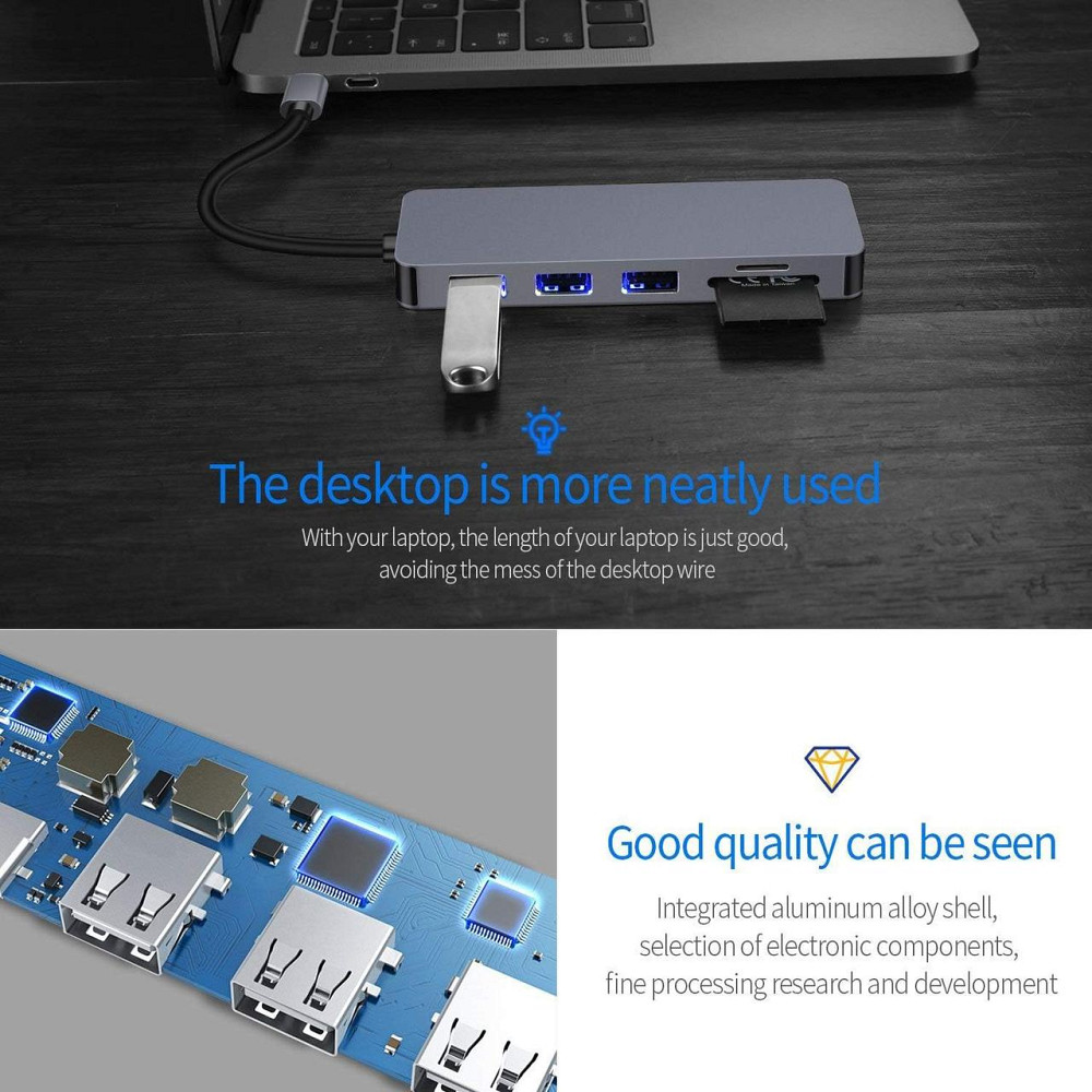 Хаб USB-C 4в1 концентратор HDMI 4K USB 3.0 кардридер SD/TF OTG адаптер док-станция для MacBook Samsung Huawei Киев - изображение 7