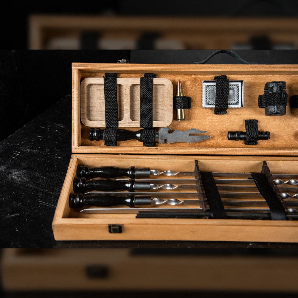 Шампури подарункові набір бокс для пікніка гриля та барбекю Оригінальні Віп подарунки на день народження татові, хлопцю, Тернопіль - фото 8