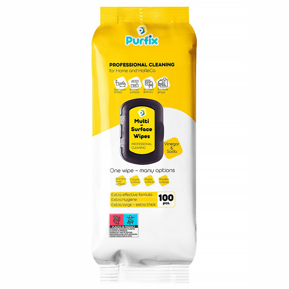 Салфетки влажные для уборки универсальные Purfix клапан 100 шт/уп Львов - изображение 1