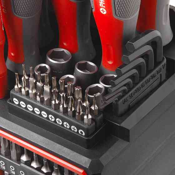 Набор отверток с комплектом насадок, 114 ед., Cr-V INTERTOOL VT-3372 Киев