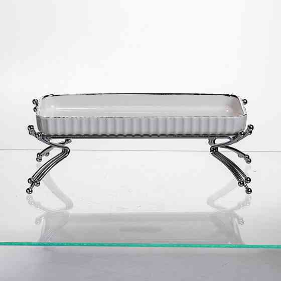 Yiwu Порцелянове блюдо для сервірування на металевій підставці 37×18×5 (см) блюдо для подачі за Коломия