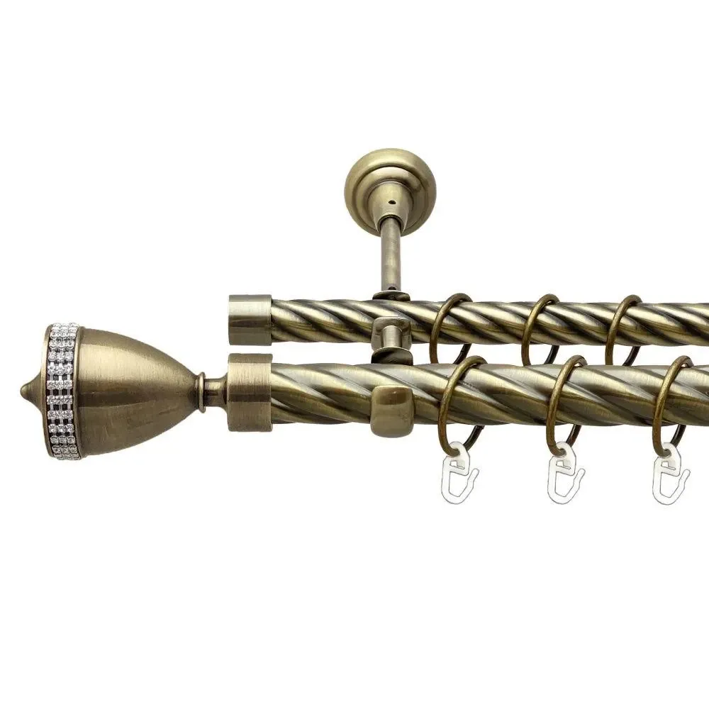 Карниз Orvit Етернія металевий дворядний відкритий скручена труба кільце металеве Антик 25\19 мм 200 см Львов - изображение 1