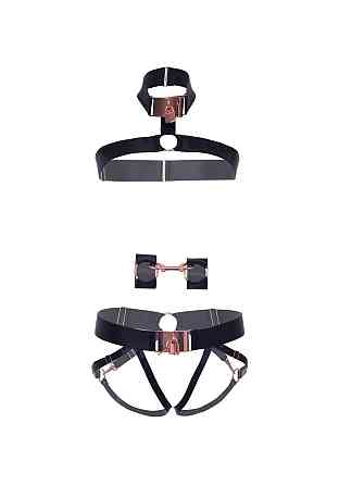 Комплект атласних ременів для бондажу Leg Avenue Satin elastic harness Set, One size, Black Sex Aura Київ