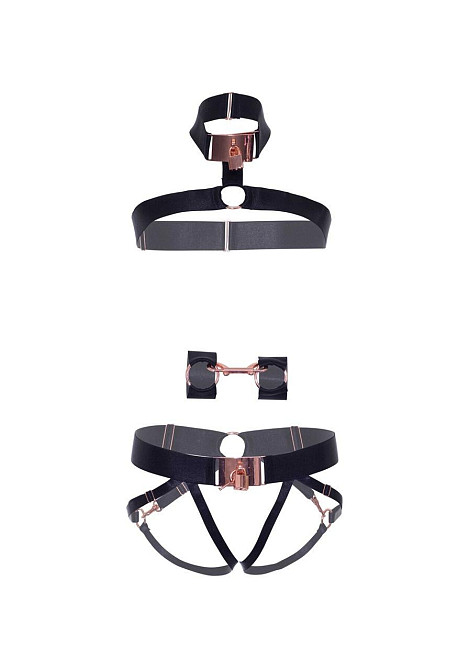 Комплект атласних ременів для бондажу Leg Avenue Satin elastic harness Set, One size, Black Sex Aura Київ - фото 5