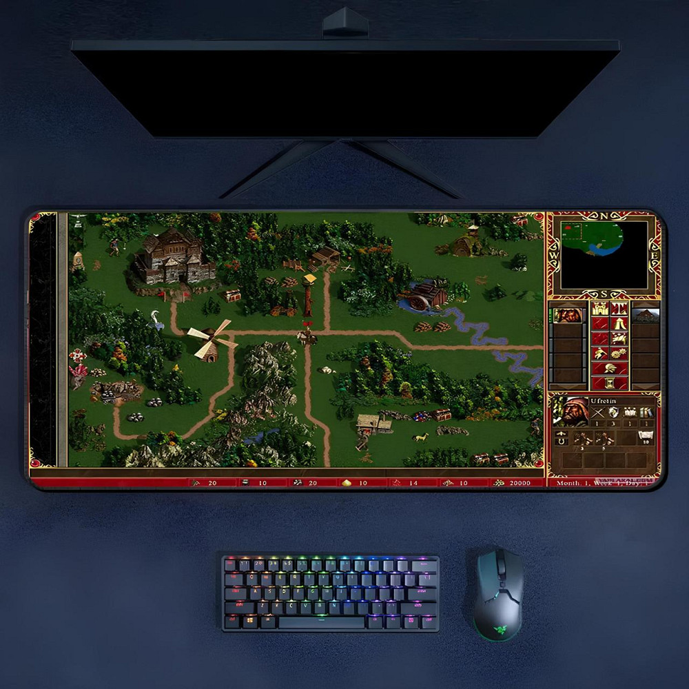 Большой коврик для мыши Heroes of Might and Magic III RESTEQ — 900×400×2 мм, антискользящая основа, тканевая поверхность, игровой Киев - изображение 1