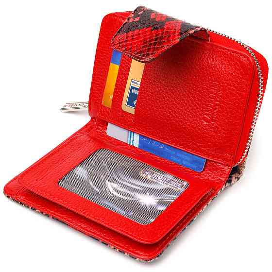 Стильное портмоне для женщин с монетницей на молнии из натуральной фактурной кожи Разноцветное (CANPELLINI) Киев