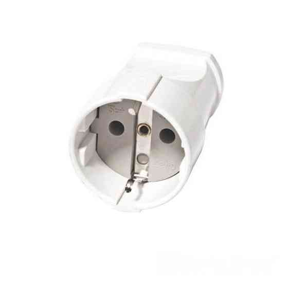 Штепсельное гнездо с заземлением прямое, белый Днепр