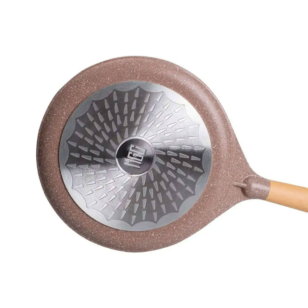 Алюмінієва млинцева сковорода з мармуровим антипригарним покриттям Ø 28 см, товсте дно MGC кавового кольору HP-4-430CO Коломия - фото 5