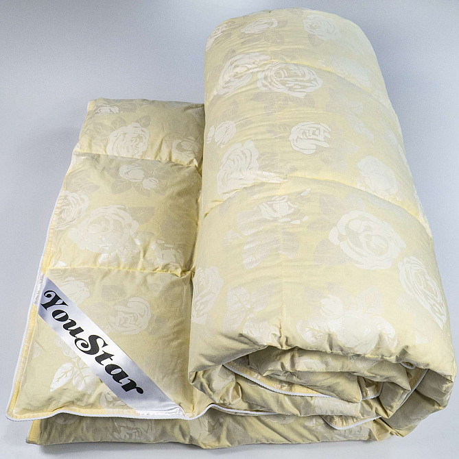 Эксклюзивное пуховое полуторное одеяло YouStar 100% пух, размер 145х205 см (Бежевый) Сумы - изображение 4