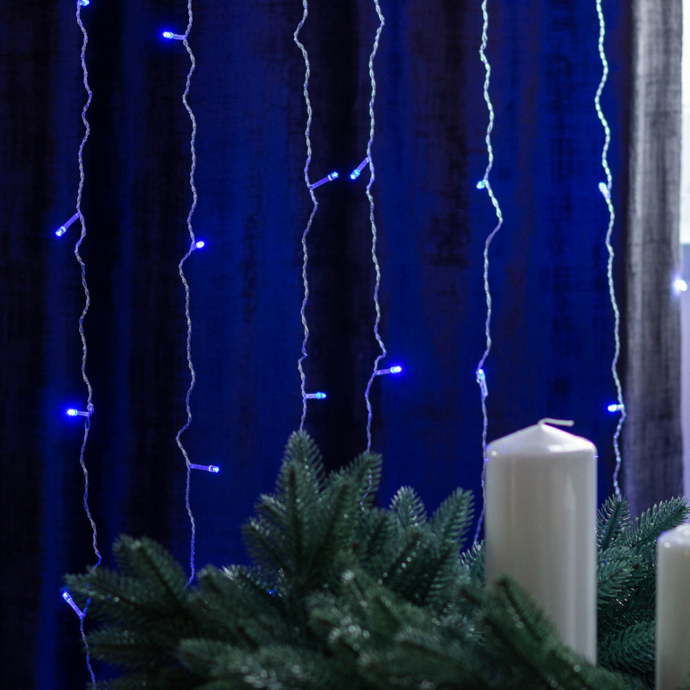 Гірлянда-штора 3х2 м, 144 LED, синя, мідний провід Київ - фото 8