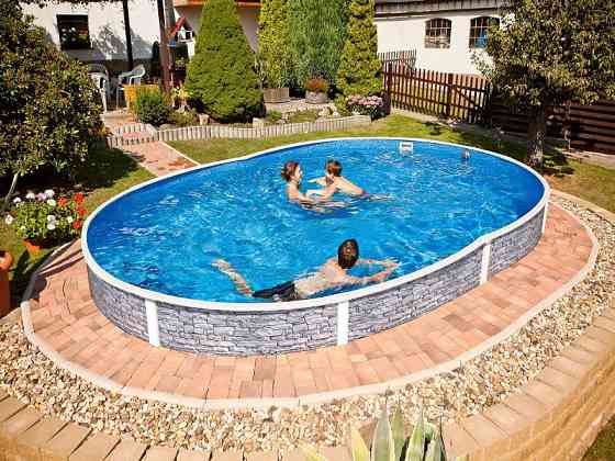 Каркасний басейн овальний Azuro 404DL 5.5 х 3.7 х 1.2 м Stone морозостійкий Київ