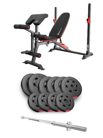 Набір Hop-Sport Premium 59кг з лавою HS-1095 та штангою Київ