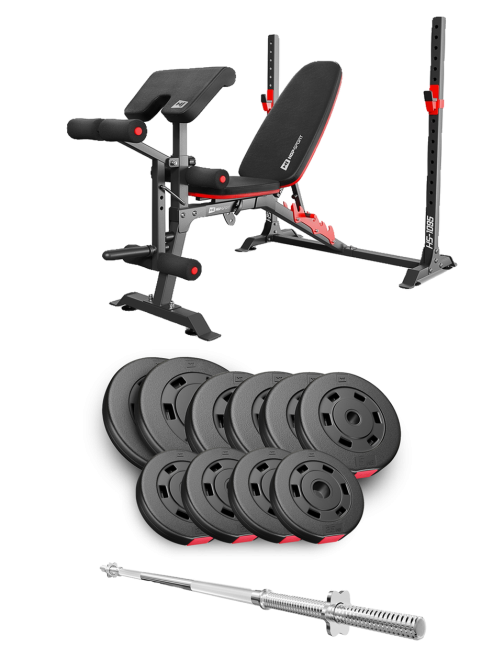 Набір Hop-Sport Premium 59кг з лавою HS-1095 та штангою Київ - фото 1