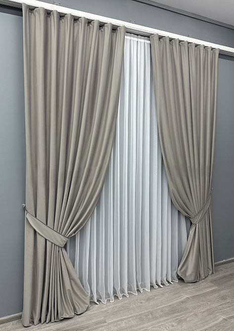 Комплект готових штор VR-Textil Оксамит (бархат) № 1660ш Світло-сірий 150х270 см 2 шт (33-0512) Київ - фото 3