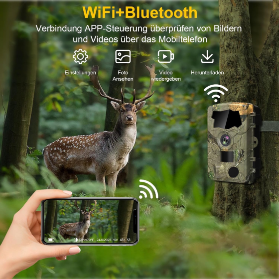 Фотопастка Камера дикої природи Lutranstra 5K Wi-Fi 64 МП, нічне бачення, 0.1 с, IP66, TrailCam Go, SD 64 ГБ + 8 батарейок Київ
