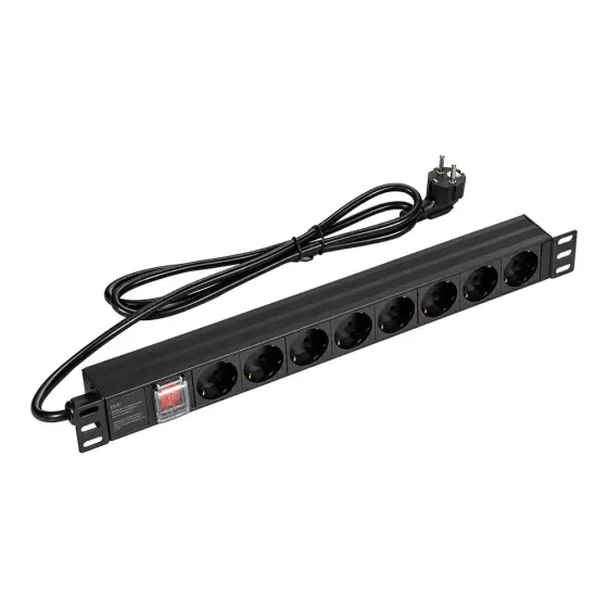 Блок розеток E-NET PDU/8M-16А Black на 8 розеток Schuko, з вимикачем (25-00065) Київ