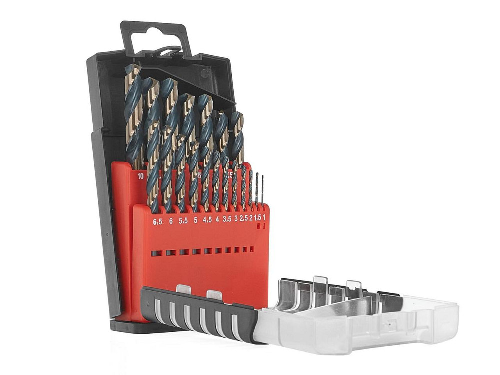 Свердла металу "Tvardy" з швидкорізальної сталі 4341HSS покриті TiN (нітридом титану) комплект 19шт: 1,0-10,0 Київ - фото 1