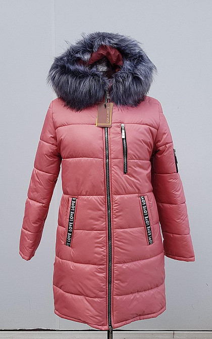 Куртка пуховик женская с мехом на капюшоне модная. Цвет ткрракот. Киев - изображение 2