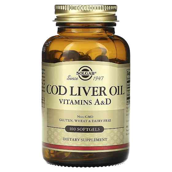 Вітаміни А та D3 з печінки тріски (Vitamins A and D3 cod liver oil) 1250 МО/135 МО 100 капсул Київ