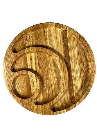 Деревянная тарелка из натурального дерева диаметр 30 см, высота 2 см, тарелка для закусок Каменец-Подольский