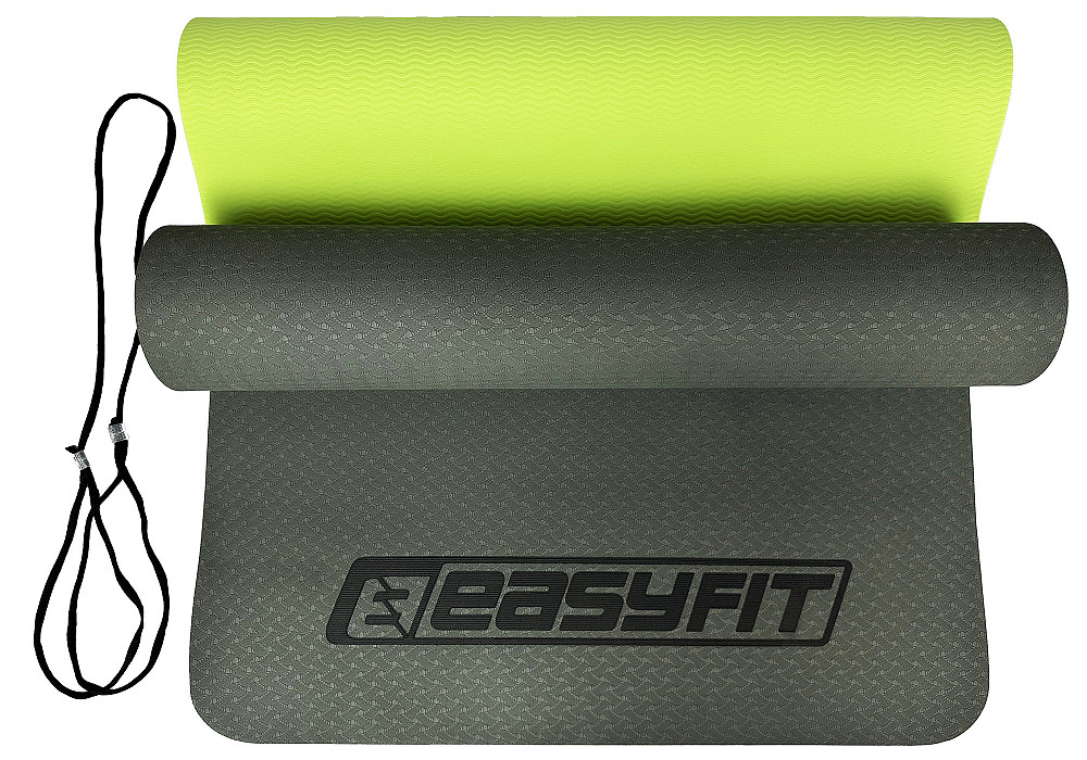 EasyFit Килимок для йоги та фітнесу EasyFit TPE+TC 6мм двошаровий чорно-зелений Коломыя - изображение 7
