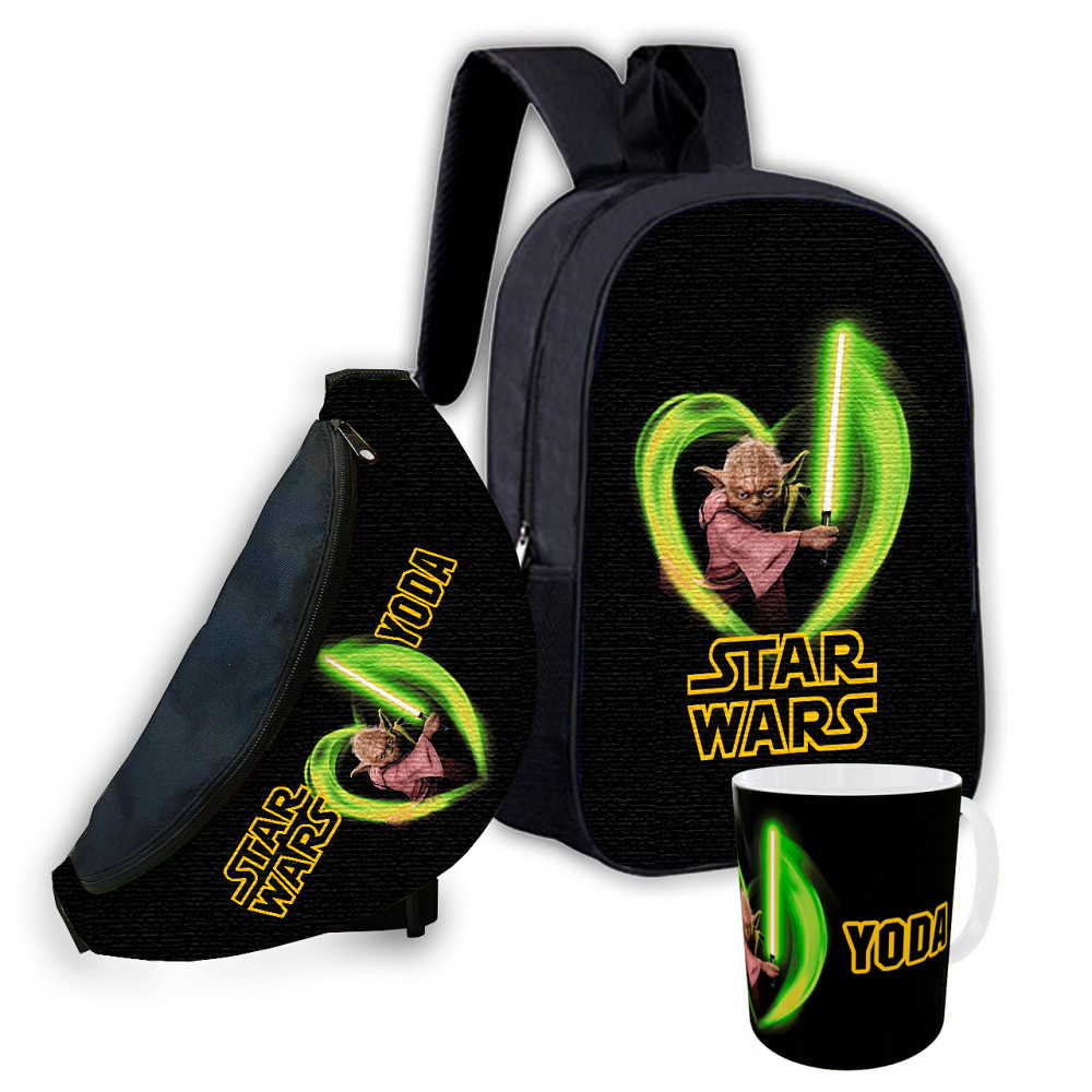Набір дитячий Yoda Star Wars рюкзак 36х27см сумка-бананка, кружка з принтом для хлопчика (01654) Київ - фото 1