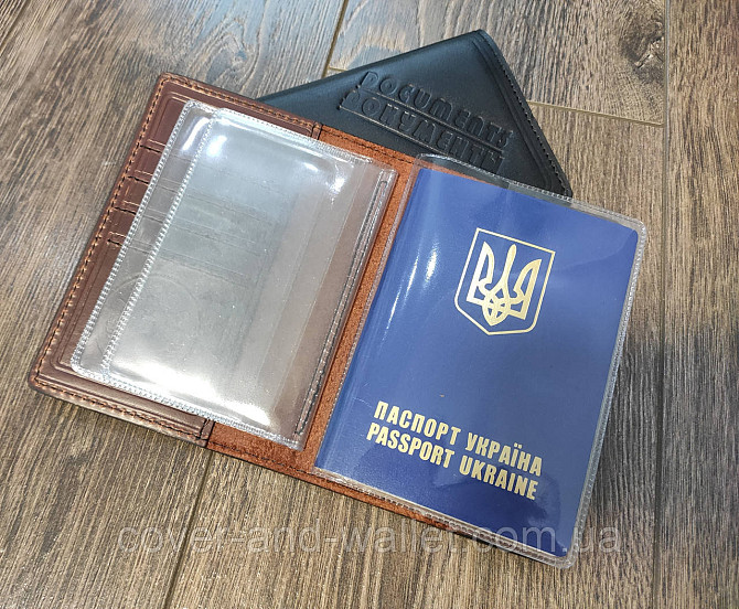 Шкіряна обкладинка на паспорт та авто документи ручної роботи Київ - фото 8