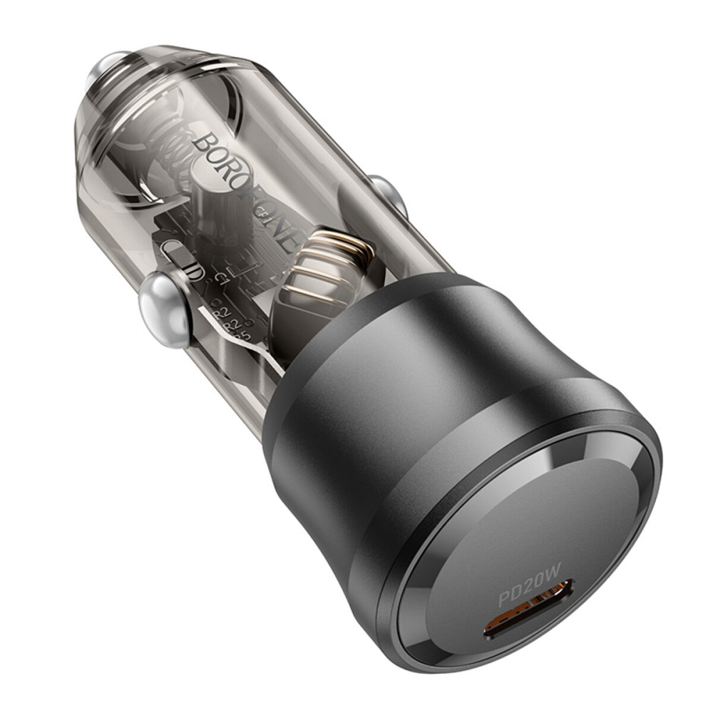 Автомобільний зарядний пристрій BOROFONE BZ24 Clever single port PD20W car charger Transparent Black (6941991106934) Киев - изображение 2