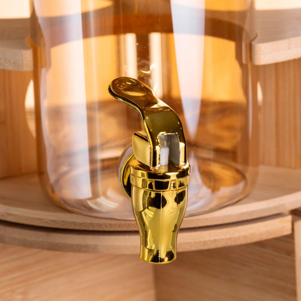 Лимонадниця скляна 3в1 з підставкою і золотими кранами 5.5 л Київ - фото 4