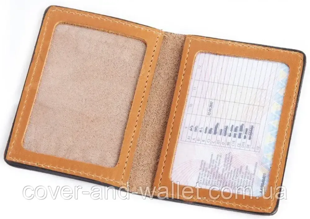 Шкіряна обкладинка для маленьких авто документів чорного кольору Puos Київ - фото 6