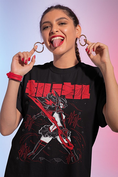 Футболка для хлопчика з аніме принтом Кілл Ла Кілл Рйуко оверсайз (зріст від 165 до 180) Чорний AnimeJ0113m Дніпро - фото 1