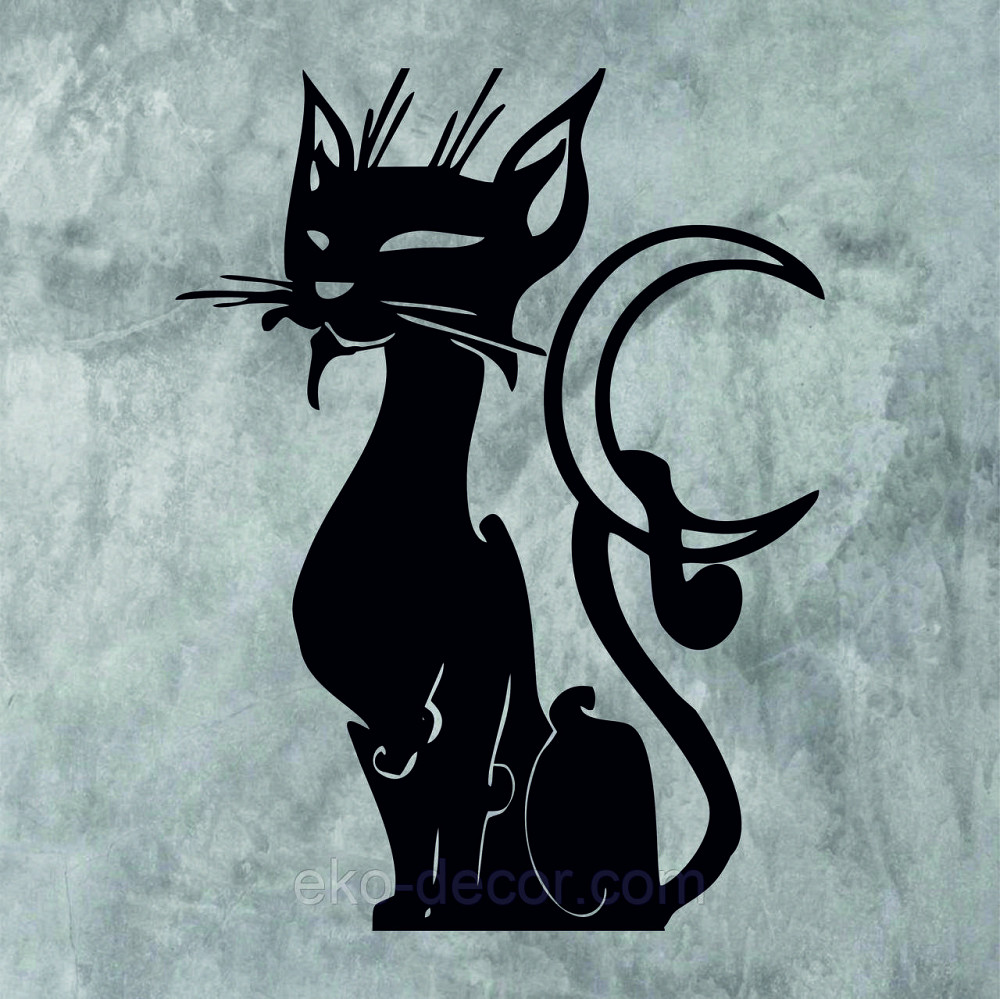 Декоративное настенное 3D Панно «Кот» Декор на стену с объемом 70*52 см, Черный Киев - изображение 6