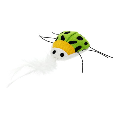 Іграшка для котів Hippie Pet Жук з білим пір'ям 7.5 см (HIPCT2304039B) Вінниця - фото 1