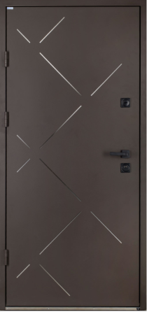 Двері вхідні з терморозривом Бастіон РУБІКОН Б-330 RAL 8019 / ПВХ венге горизонт темний 860х2050 мм Київ