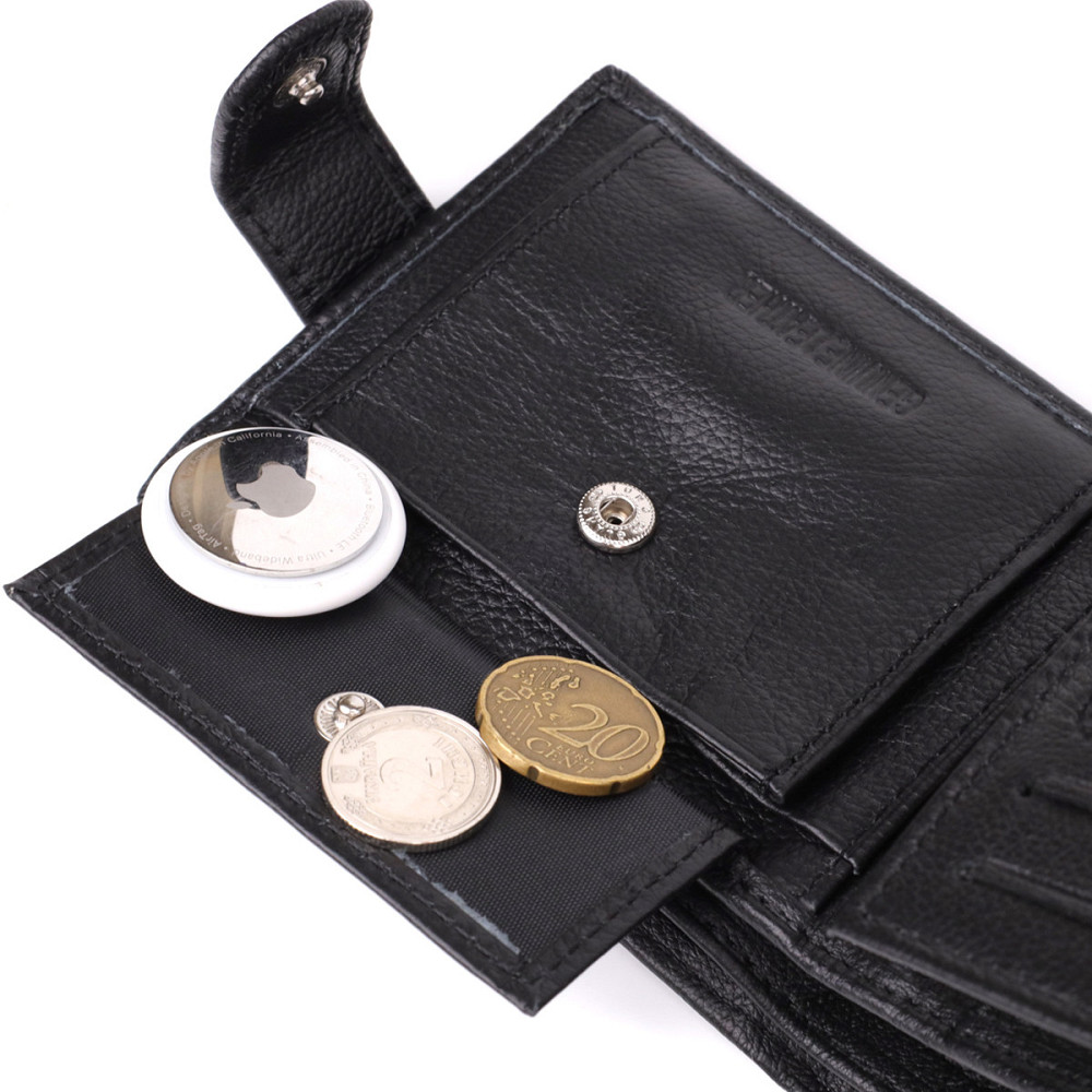 Чоловічий горизонтальний шкіряний гаманець, чорний (ST Leather) Київ - фото 20