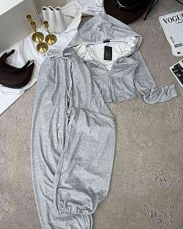 Женский прогулочный костюм двойка: кофта и штаны велюр Серый, 42/44 Одесса