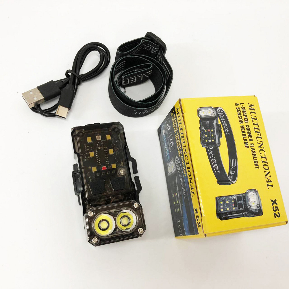 Налобный фонарь яркий X52, 2LED+6SMD RGB, Мощный аккумуляторный фонарик на голову MK-28 Львов - изображение 2