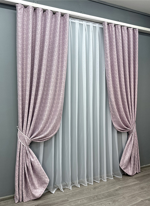 Комплект готовых штор VR-Textil Софт № 1729ш Фуксия с белым 150х270 см 2 шт (33-0648) Киев - изображение 3