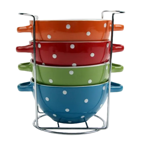 Набір супниць Горох 4 предмети (піали 4шт*440мл + підставка) (мікс) KW 105 MS Interos Житомир - фото 1