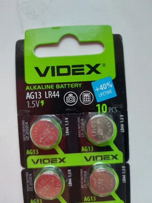 Батарейки AG13 A76 LR44 Videx 10шт для часов и игрушек Киев - изображение 4