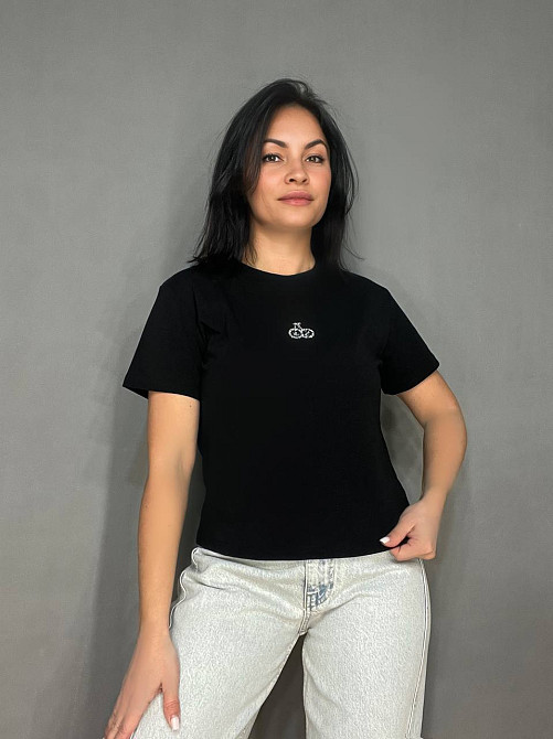 Футболка жіноча A-N 911-20 середня довжина вишня камінчики one size, чорний, one size Київ - фото 10