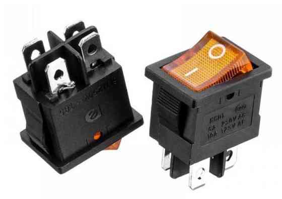 Перемикач Daier KCD1-4-201N, з підсвічуванням, ON-OFF, 4pin, 6A 250V, жовтий Полтава