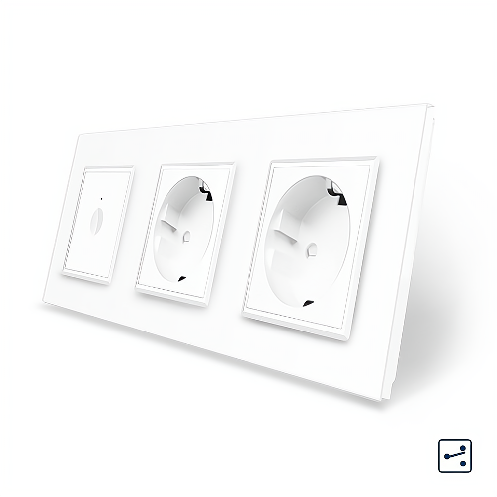 LIVOLO Сенсорний прохідний/перехресний вимикач Sense 1 сенсор 2 розетки Livolo білий скло (VL-C Коломия - фото 4