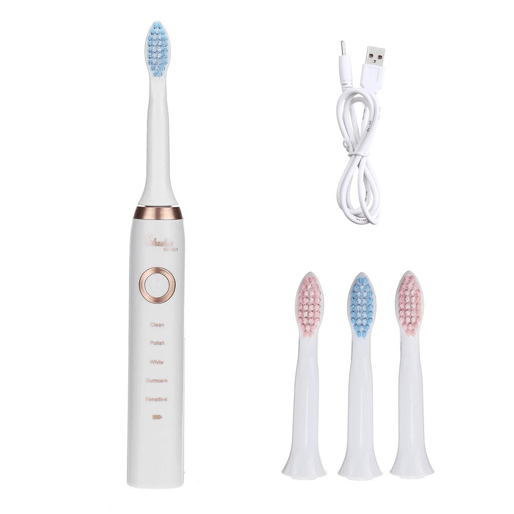 Электрическая зубная щетка Shuke с 4 насадками / Аккумуляторная зубная щетка / Ультразвуковая электрощетка Киев - изображение 10