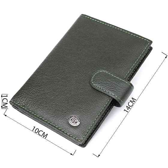 Оригінальна обкладинка на документи унісекс із натуральної шкіри ST Leather 23119 Зелений Київ
