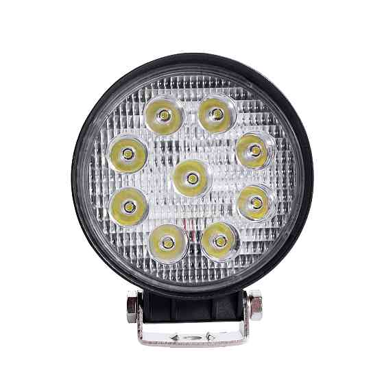 LED фара кругла 27W світлодіодна, 9 ламп, широкий промінь 10/30V 6000K Мукачево