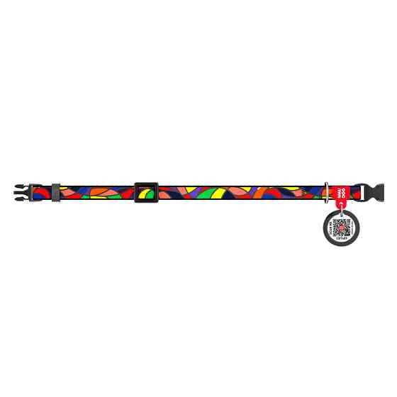 Нашийник для собак нейлоновий WAUDOG Nylon з QR паспортом, малюнок "Вітраж", пластиковий фастек Коломыя