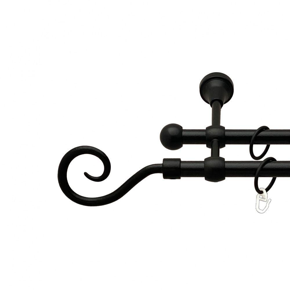 Карниз Orvit Гак металевий дворядний литий гладка труба кільце металеве Чорний Оксамит 16\16 мм 140 см (00-00013853) Львів - фото 1