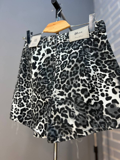 Шорти - спідниця джинс Its Basic 287-38 леопардовий принт складки короткі чорні, чорний, 36 Київ - фото 14